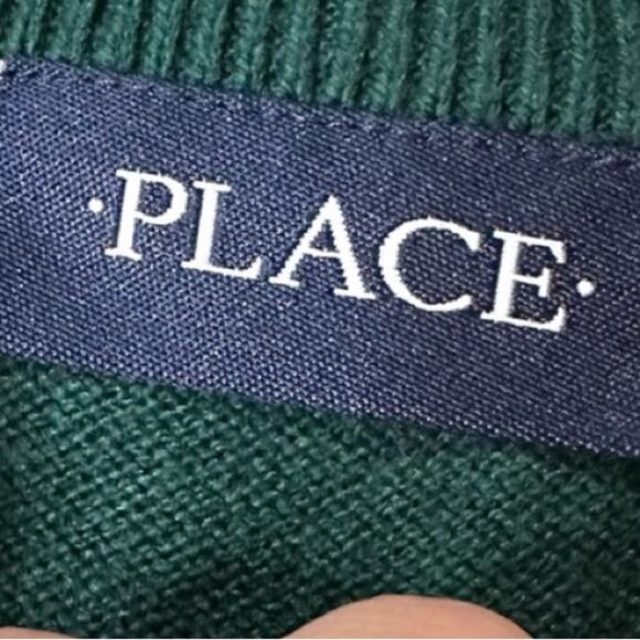 THE CHILDREN’S PLACE V- neck Argyle Sweater Green Navy blue and Gray CHRISTMAS - Picture 4 of 6
